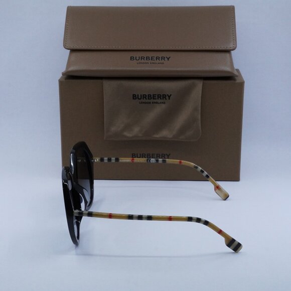Burberry BE4375F 38538G Geometric Sunglasses - Black / Grey